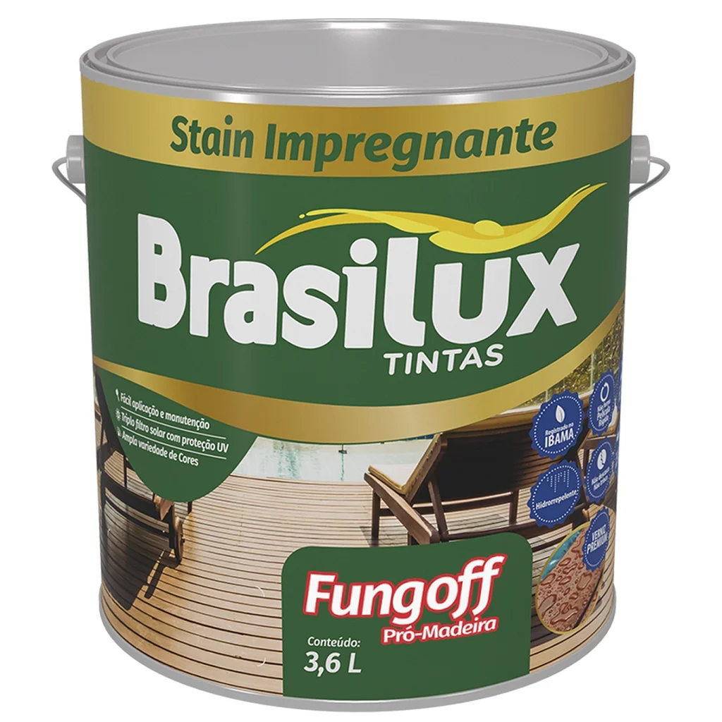 STAIN IMPREG FUNGOFF PROT. MAD - 3,6L NATURAL BRASILUX